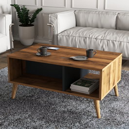 Hanah Home Exxen - 2070 Mesa de centro de 2 niveles Nogal y Antracita